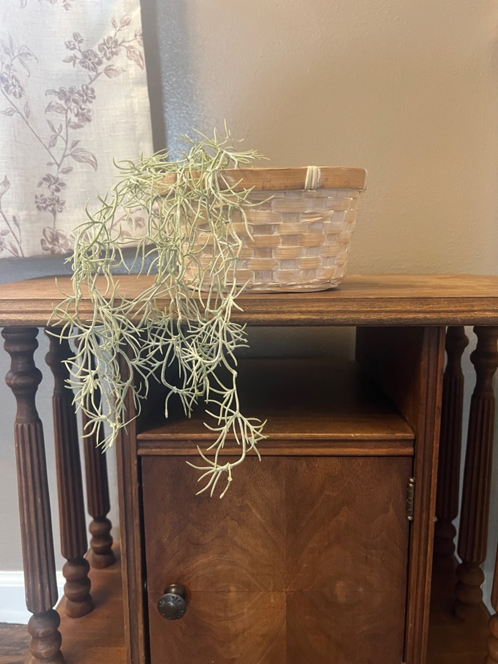 Boho Style White Distressed Wicker basket